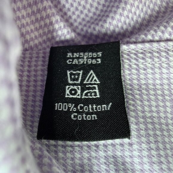 NORDSTROM Men's Button Up Dress Shirt, Size 17 34-35 Trim Fit 100% Cotton Purple - Picture 6 of 12